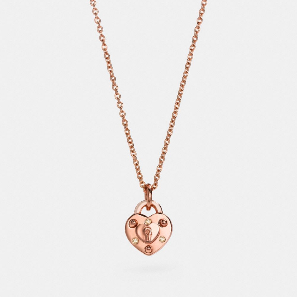 COACH f24400 MINI DEMI-FINE PADLOCK HEART NECKLACE ROSEGOLD