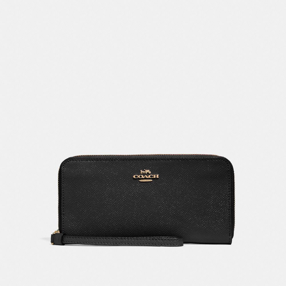 ACCORDION ZIP WALLET - COACH F24413 - BLACK/LIGHT GOLD