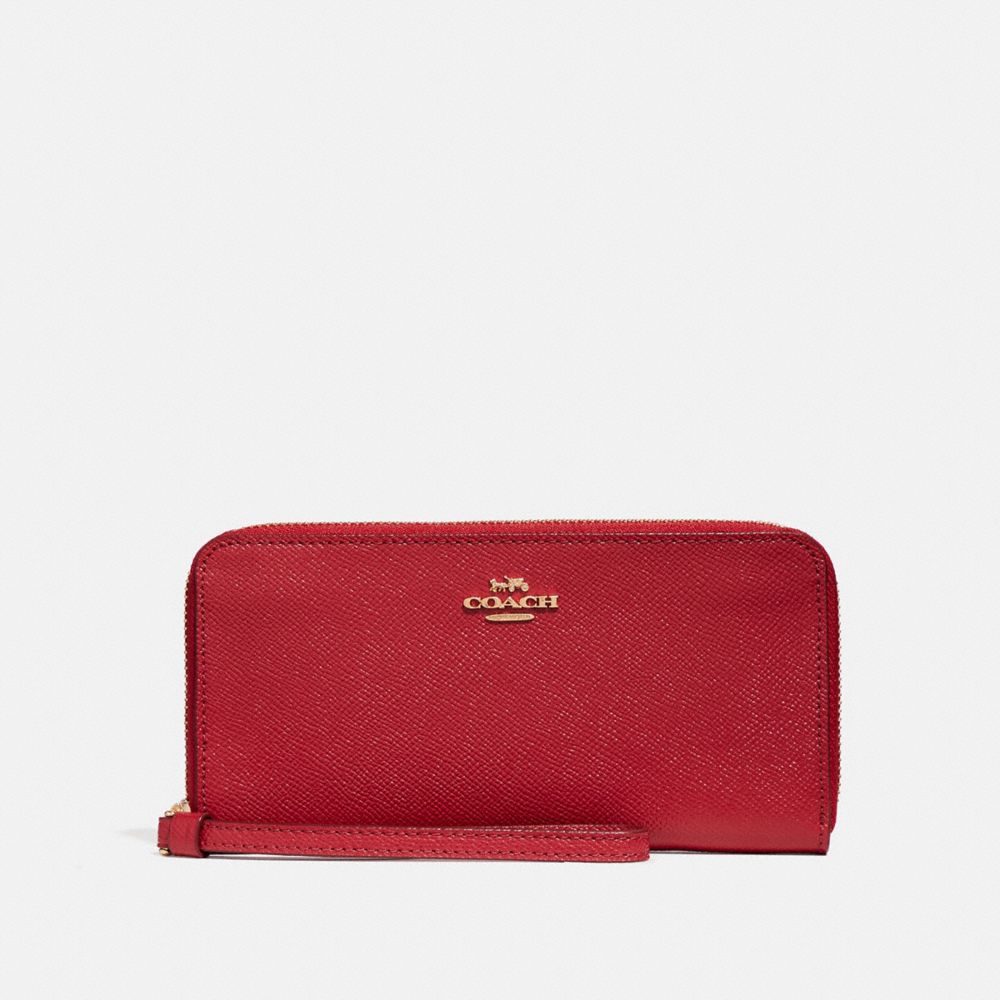 COACH F24413 ACCORDION ZIP WALLET TRUE-RED/LIGHT-GOLD