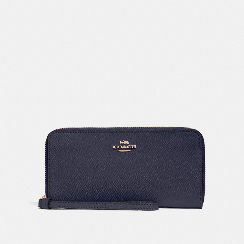 COACH F24413 - ACCORDION ZIP WALLET MIDNIGHT/LIGHT GOLD