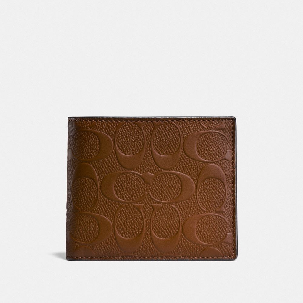 COACH 3-IN-1 WALLET IN SIGNATURE LEATHER - SADDLE - F24426