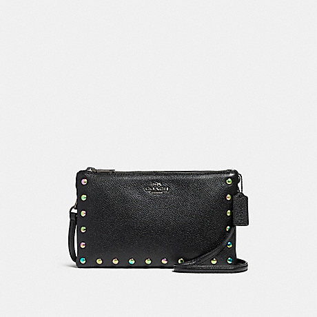 COACH LYLA CROSSBODY WITH HOLOGRAM LACQUER RIVETS - ANTIQUE NICKEL/BLACK - f24467