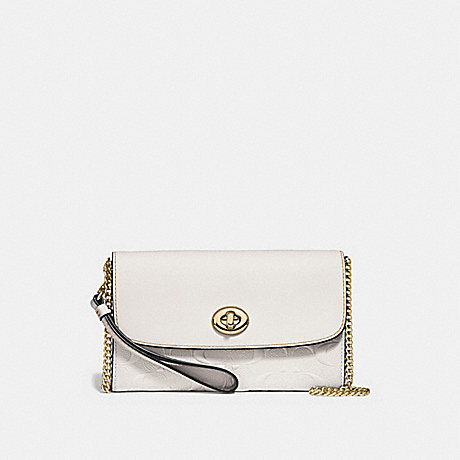 COACH F24469 CHAIN CROSSBODY IN SIGNATURE LEATHER CHALK/light-gold