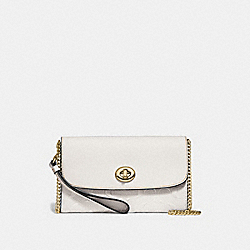 CHAIN CROSSBODY IN SIGNATURE LEATHER - f24469 - CHALK/light gold