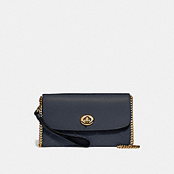 CHAIN CROSSBODY IN SIGNATURE LEATHER - f24469 - MIDNIGHT/LIGHT GOLD