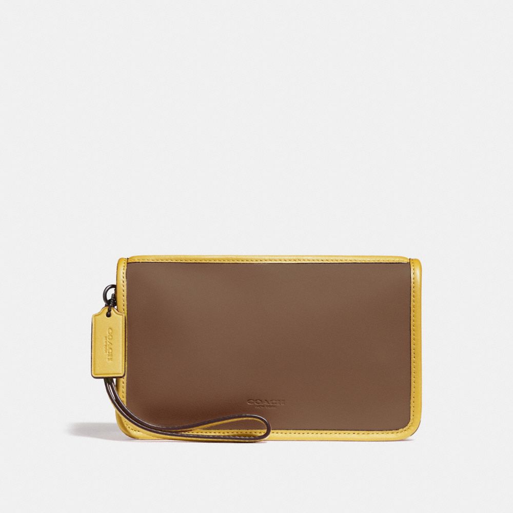 LARGE WRISTLET - COACH f24470 - SADDLE 2/CANARY/BLACK ANTIQUE  NICKEL