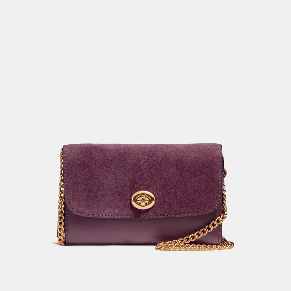 FLAP PHONE CHAIN CROSSBODY - f24498 - LIGHT GOLD/OXBLOOD 1