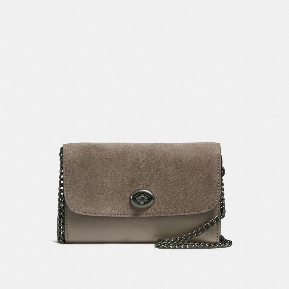 FLAP PHONE CHAIN CROSSBODY - BLACK ANTIQUE NICKEL/FOG - COACH F24498