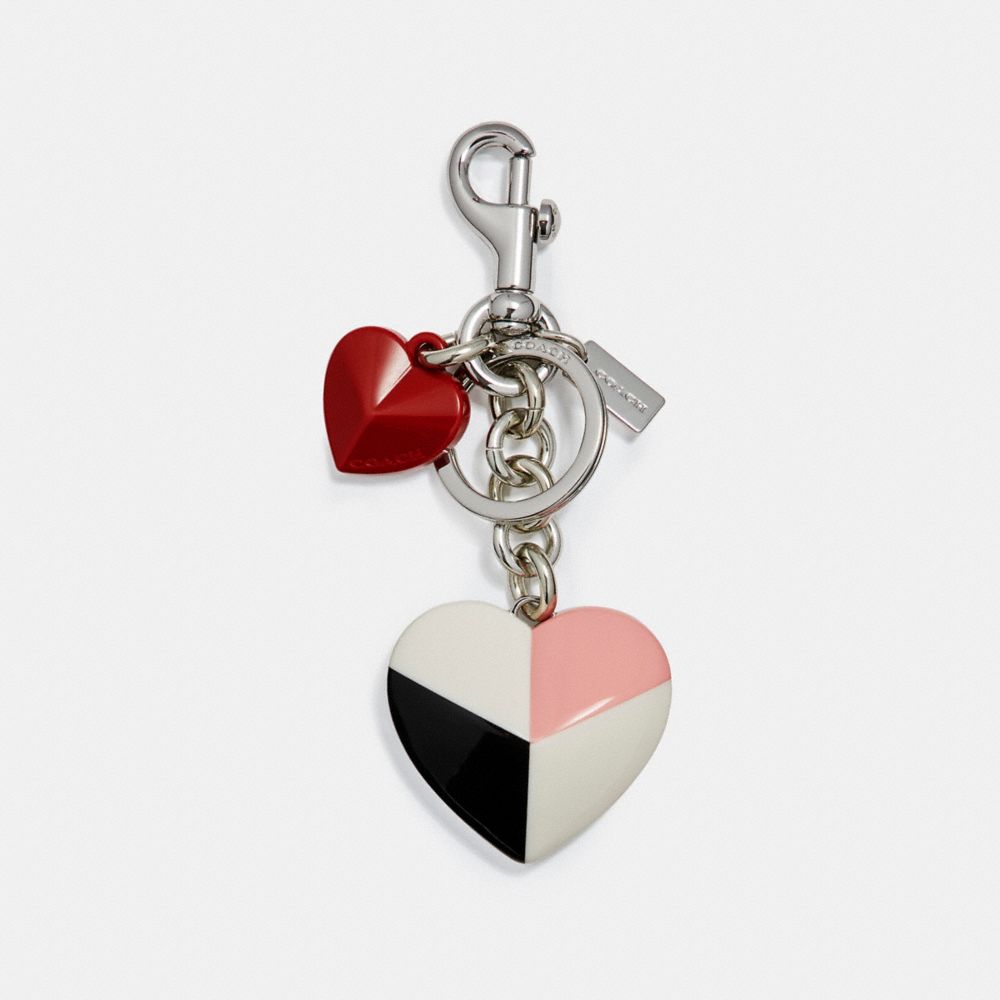 COACH F24546 Checker Heart Bag Charm MULTI/SILVER