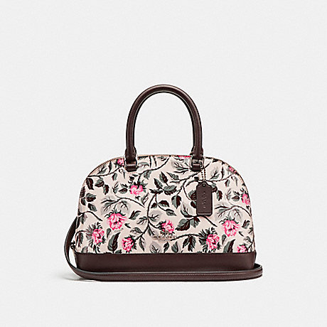 COACH MINI SIERRA SATCHEL WITH SLEEPING ROSE PRINT - SILVER/MULTI - f24547