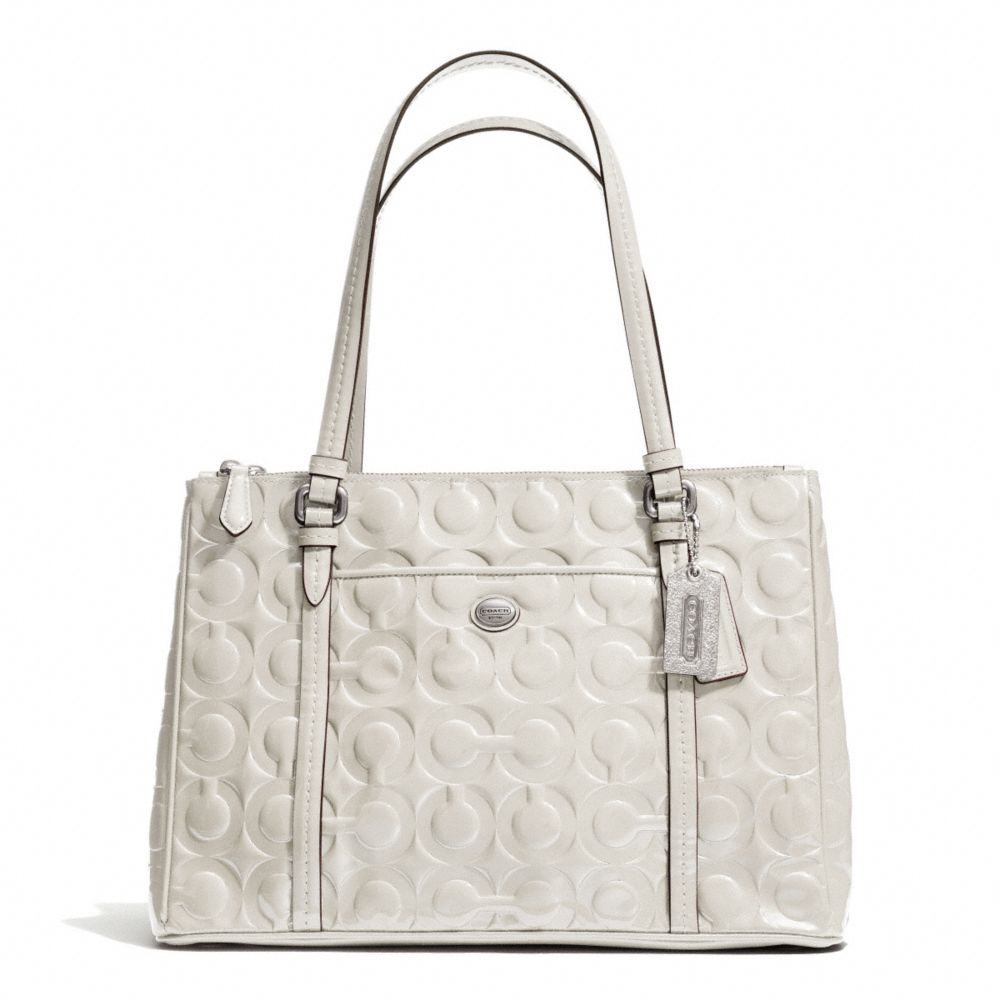 PEYTON OP ART EMBOSSED PATENT JORDAN DOUBLE ZIP CARRYALL - f24607 - SILVER/IVORY