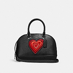 MINI SIERRA SATCHEL WITH HEART EMBROIDERY - COACH f24609 - SILVER/BLACK