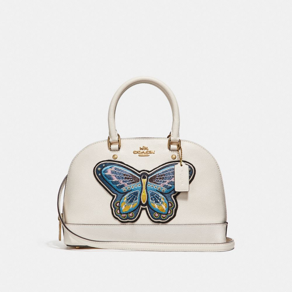 MINI SIERRA SATCHEL WITH BUTTERFLY EMBROIDERY - CHALK/LIGHT GOLD - COACH F24610