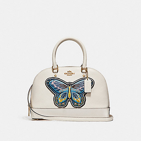 COACH f24610 MINI SIERRA SATCHEL WITH BUTTERFLY EMBROIDERY CHALK/LIGHT GOLD