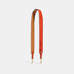 STRAP WITH EDGEPAINT - COACH f24616 - ORANGE RED/LIGHT SADDLE/LIGHT GOLD