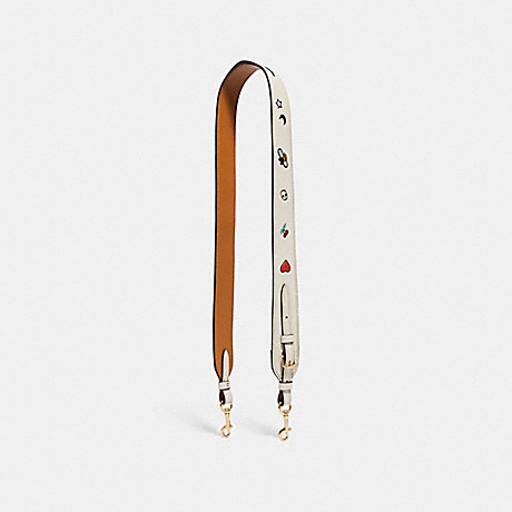 COACH STRAP WITH SOUVENIR EMBROIDERY - CHALK/IMITATION GOLD - f24617