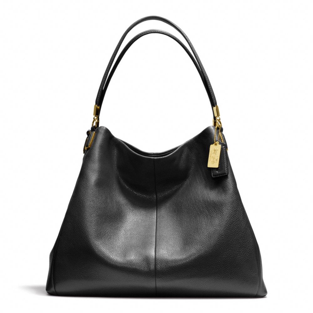COACH F24621 Madison Leather Phoebe Shoulder Bag BRASS/BLACK
