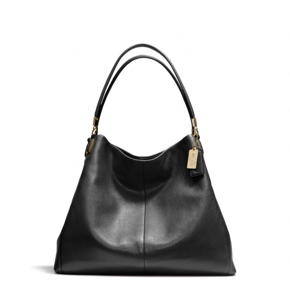 MADISON PHOEBE SHOULDER BAG IN LEATHER - f24621 -  LIGHT GOLD/BLACK