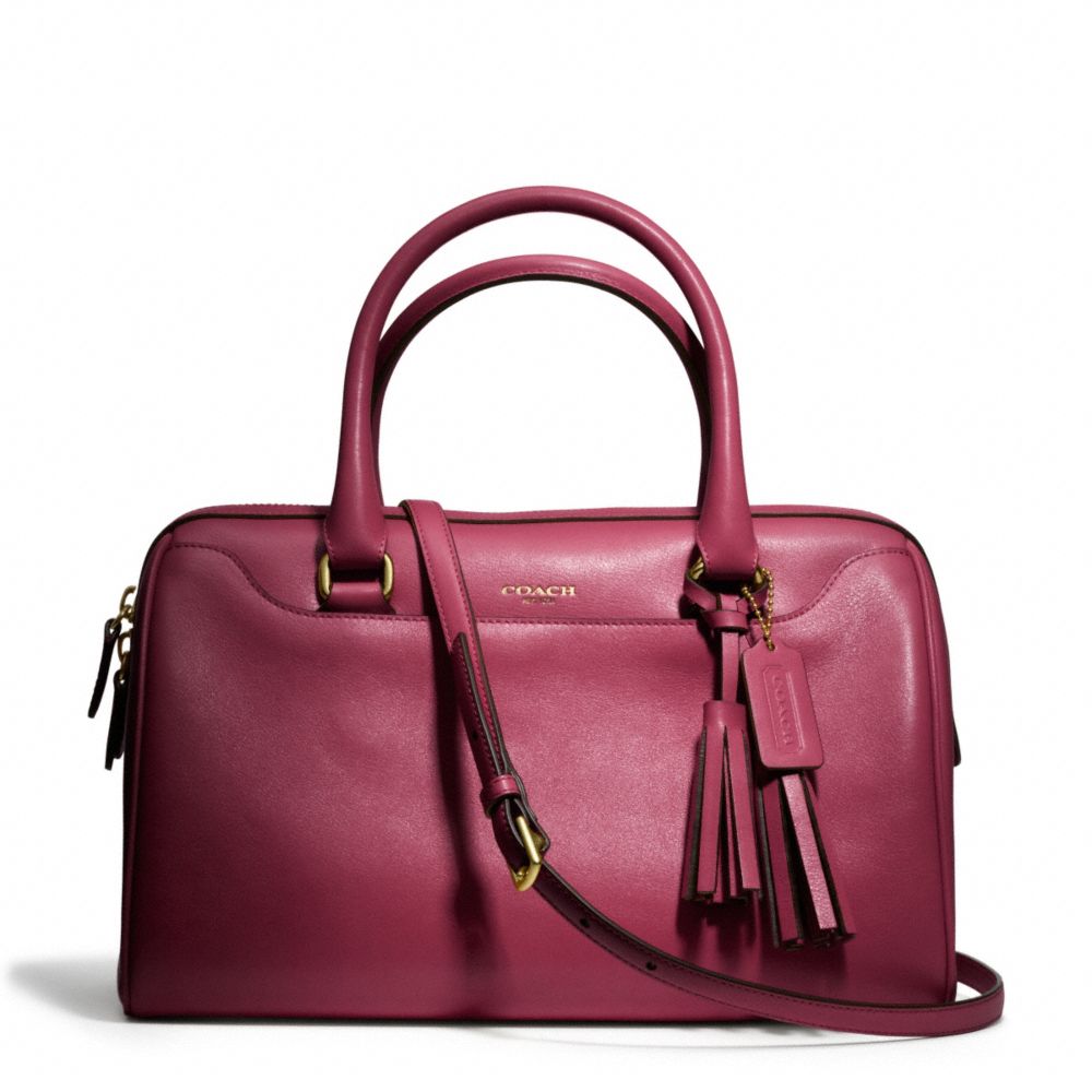 LEATHER HALEY SATCHEL WITH STRAP - BRASS/DEEP PORT - COACH F24622