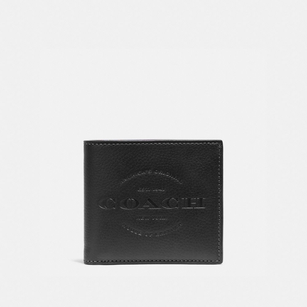 COACH f24647 DOUBLE BILLFOLD WALLET BLACK