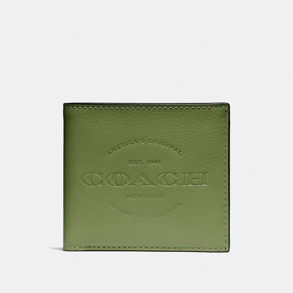 COACH F24647 Double Billfold Wallet DARK OLIVE/BLACK ANTIQUE NICKEL