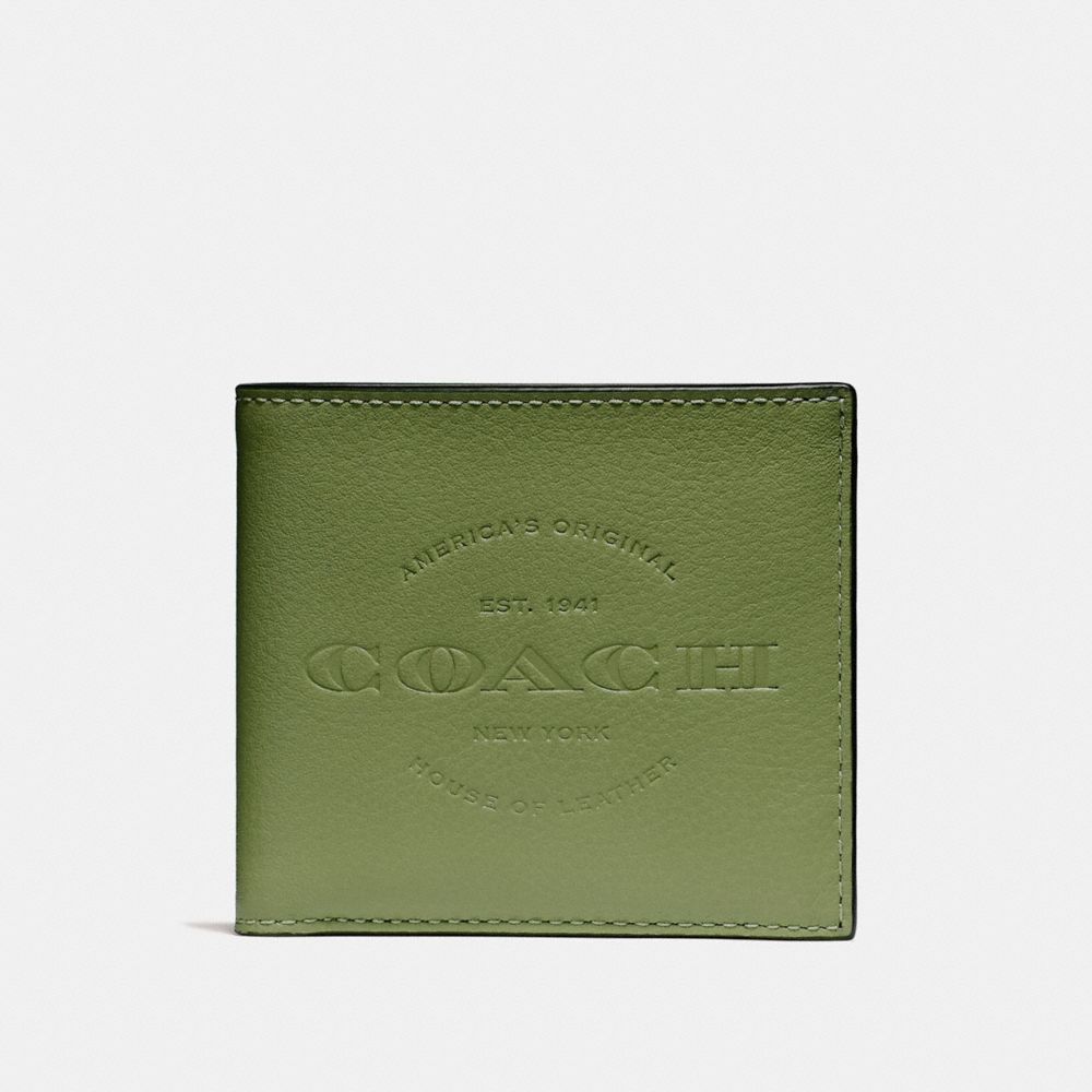 COACH f24647 DOUBLE BILLFOLD WALLET Dark Olive/Black Antique Nickel