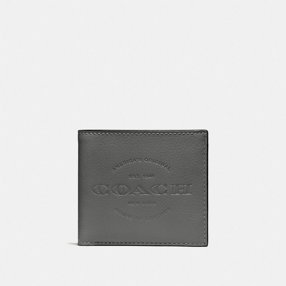 DOUBLE BILLFOLD WALLET - F24647 - HEATHER GREY/BLACK ANTIQUE NICKEL