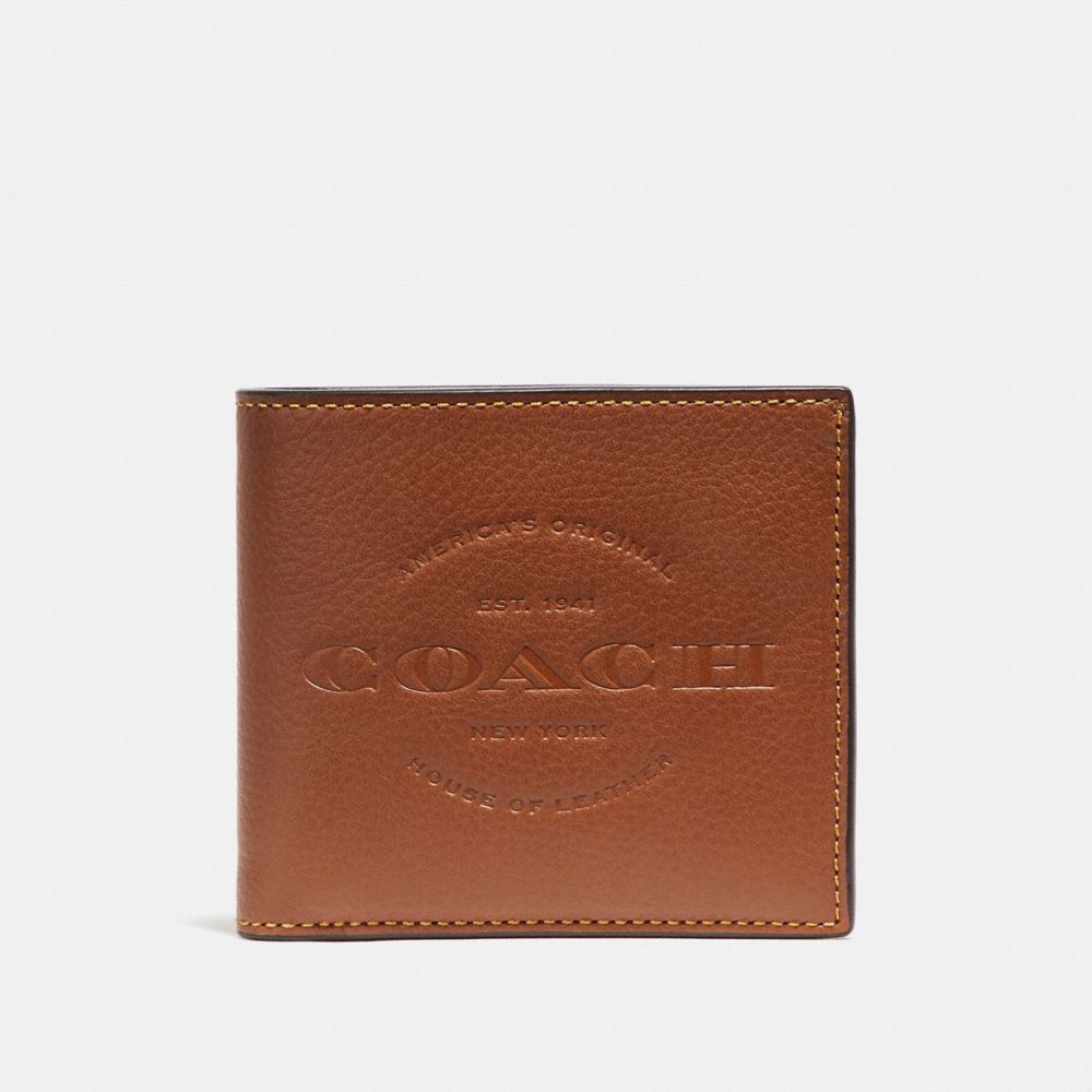 COACH f24647 DOUBLE BILLFOLD WALLET SADDLE