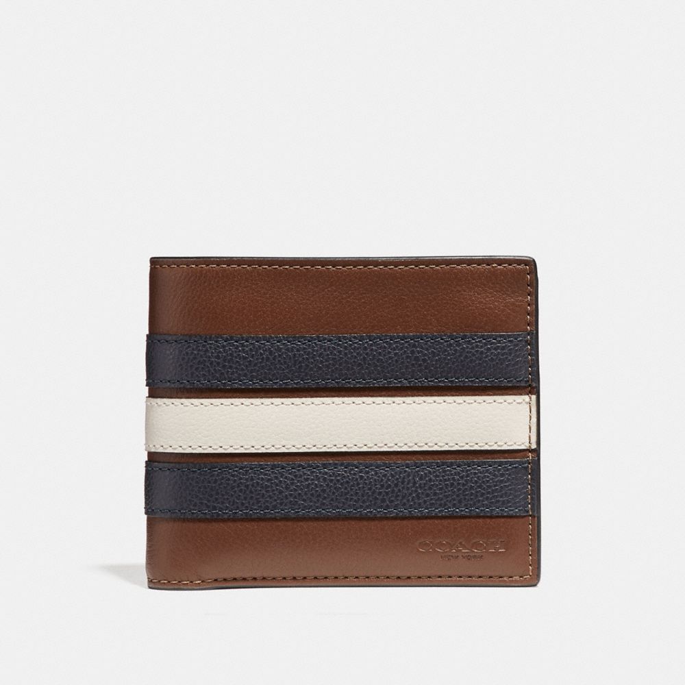 3-IN-1 WALLET WITH VARSITY STRIPE - COACH f24649 -  SADDLE/MIDNIGHT NVY/CHALK