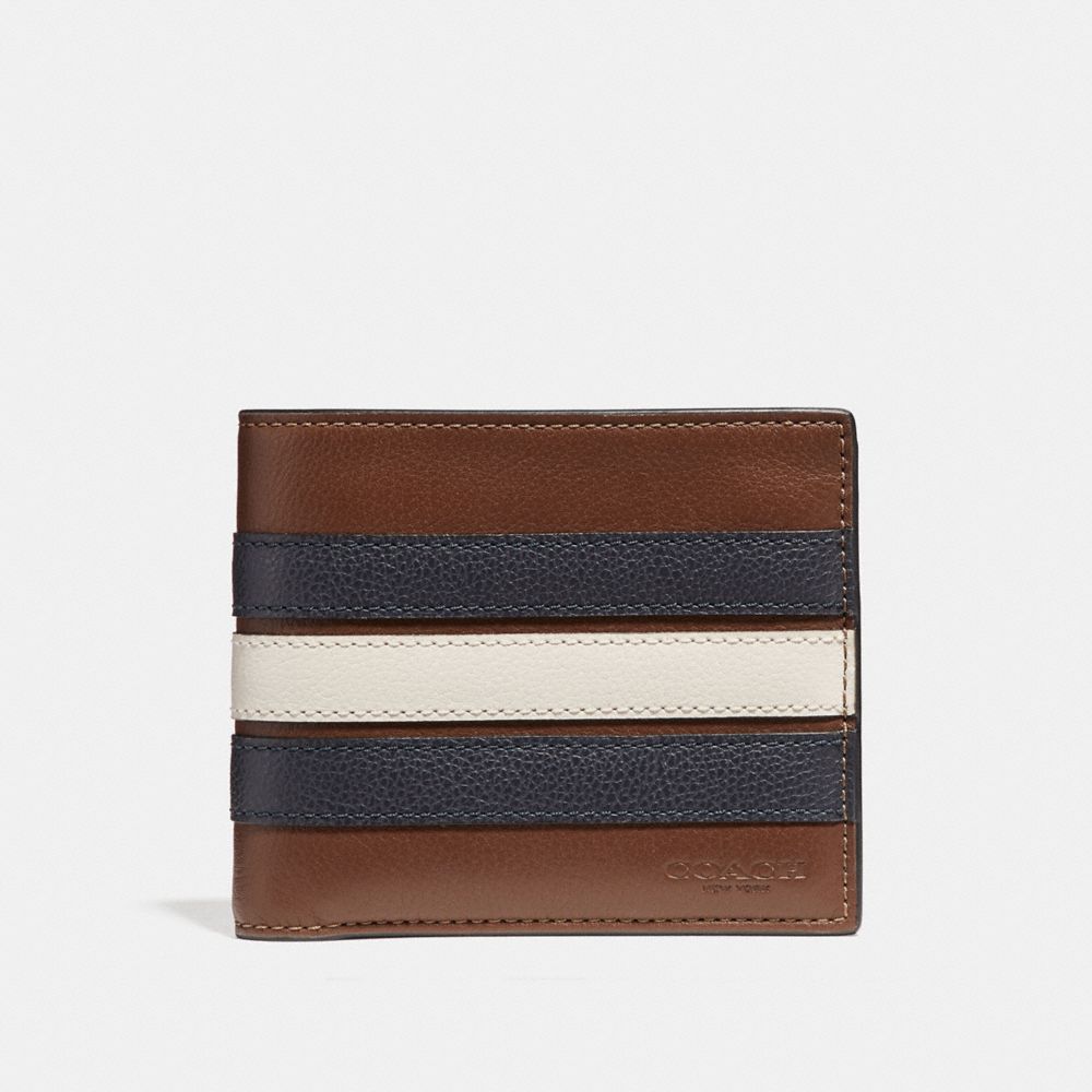 COACH F24649 3-IN-1 WALLET WITH VARSITY STRIPE SADDLE/MIDNIGHT NVY/CHALK