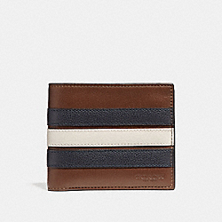 3-IN-1 WALLET WITH VARSITY STRIPE - COACH f24649 - SADDLE/MIDNIGHT NVY/CHALK