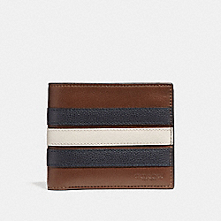 COACH F24649 - 3-IN-1 WALLET WITH VARSITY STRIPE SADDLE/MIDNIGHT NVY/CHALK