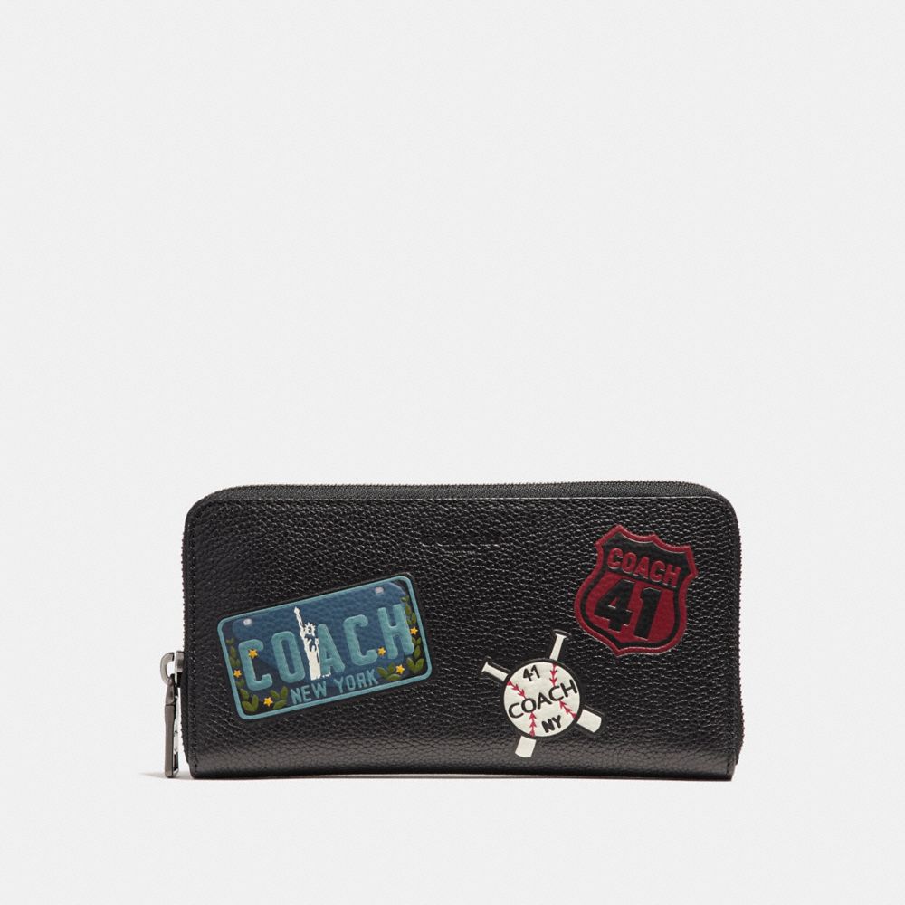 ACCORDION WALLET WITH MOTIF MIXED PATCHES - BLACK - COACH F24657