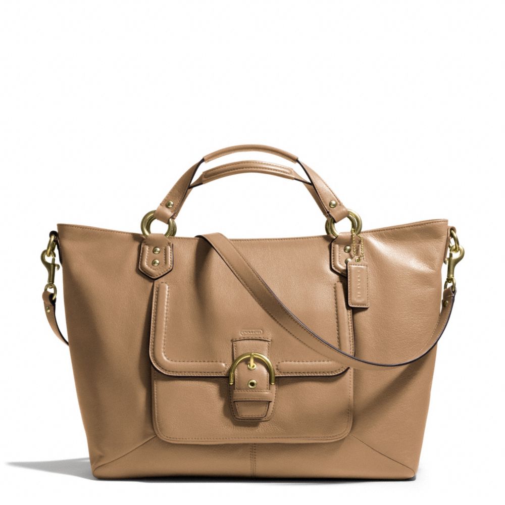 CAMPBELL LEATHER IZZY FASHION SATCHEL - f24683 - BRASS/CAMEL