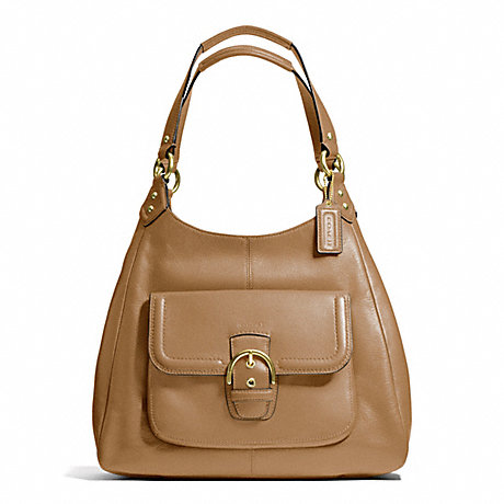 COACH f24686 CAMPBELL LEATHER HOBO BRASS/CAMEL