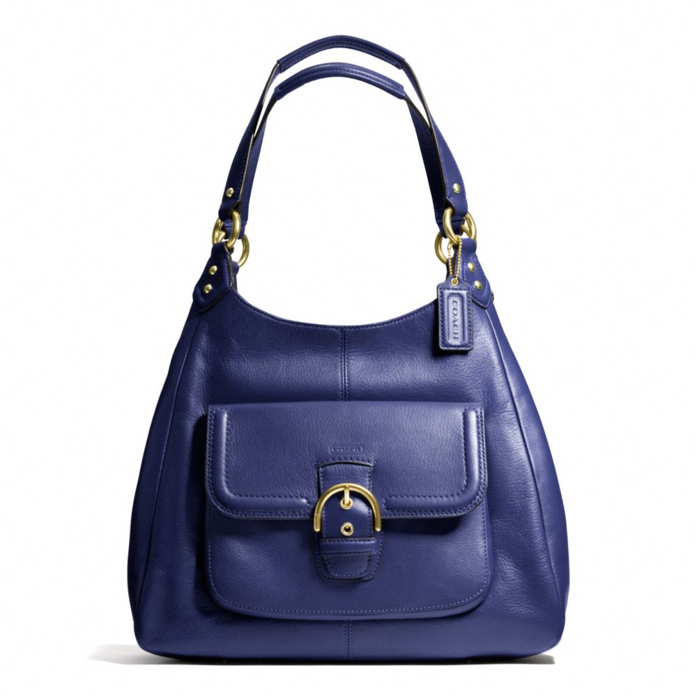 CAMPBELL LEATHER HOBO - f24686 - BRASS/MARINE NAVY
