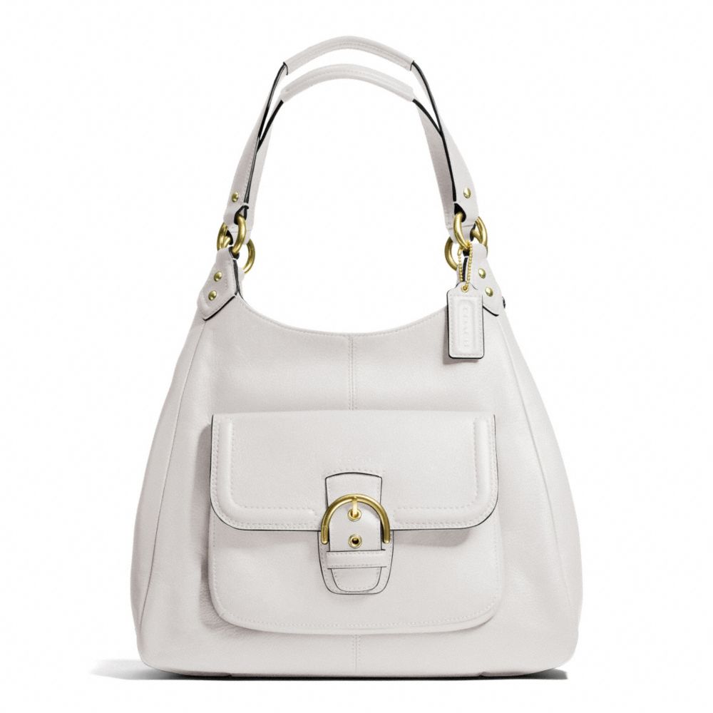 CAMPBELL LEATHER HOBO - BRASS/IVORY - COACH F24686