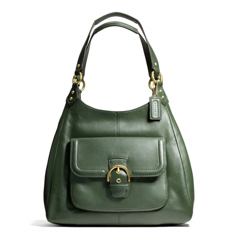 CAMPBELL LEATHER HOBO - f24686 - BRASS/RACING GREEN