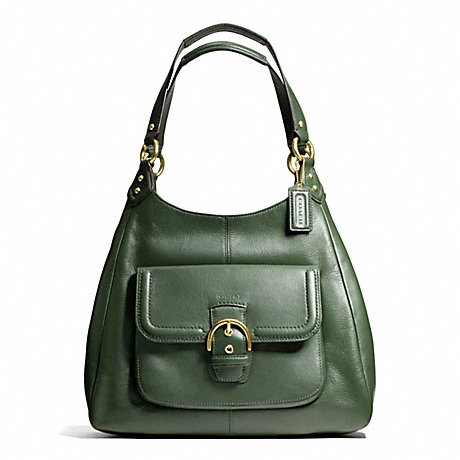 COACH CAMPBELL LEATHER HOBO - BRASS/RACING GREEN - f24686
