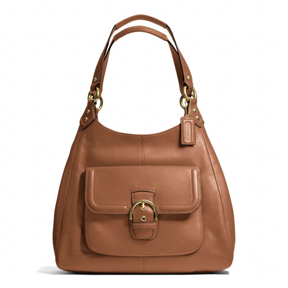 CAMPBELL LEATHER HOBO - BRASS/SADDLE - COACH F24686