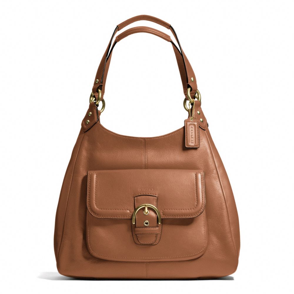 COACH f24686 CAMPBELL LEATHER HOBO BRASS/SADDLE