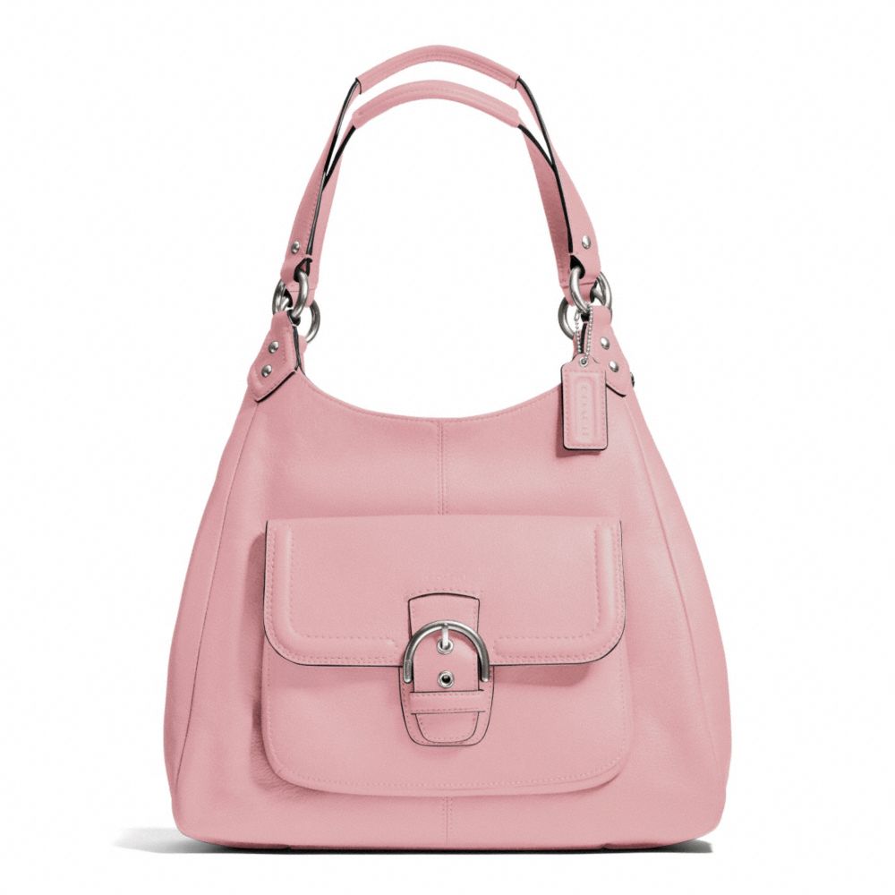 COACH CAMPBELL LEATHER HOBO - SILVER/PINK TULLE - F24686