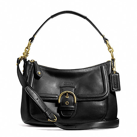 COACH CAMPBELL LEATHER SMALL CONVERTIBLE HOBO - BRASS/BLACK - f24687