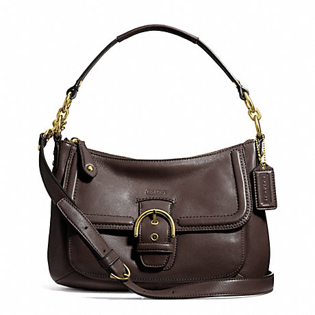 COACH CAMPBELL LEATHER SMALL CONVERTIBLE HOBO - BRASS/MAHOGANY - f24687