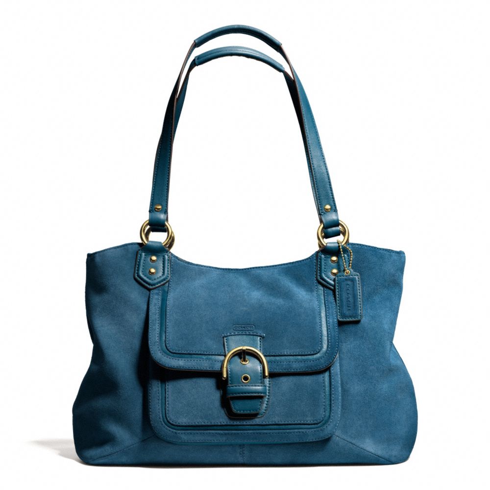 CAMPBELL SUEDE BELLE CARRYALL - BRASS/TEAL - COACH F24688