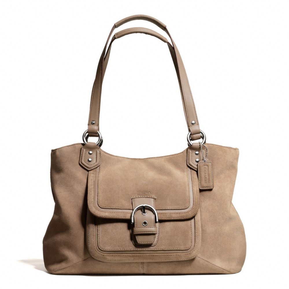 CAMPBELL SUEDE BELLE CARRYALL - SILVER/FLINT - COACH F24688