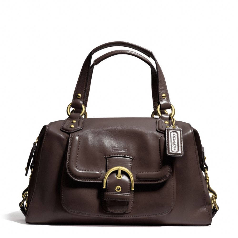 CAMPBELL LEATHER SATCHEL - BRASS/MAHOGANY - COACH F24690
