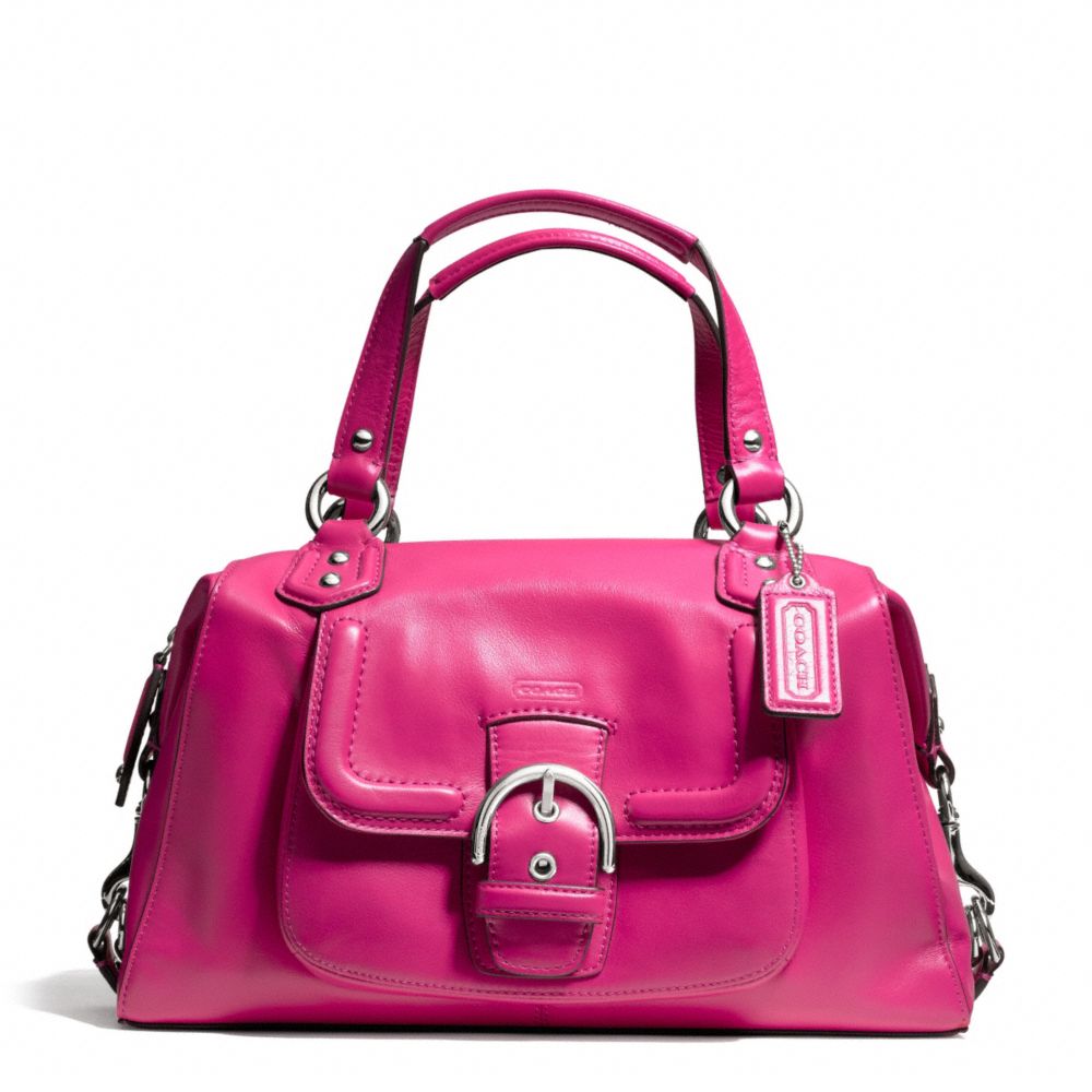 CAMPBELL LEATHER SATCHEL - f24690 - SILVER/FUCHSIA
