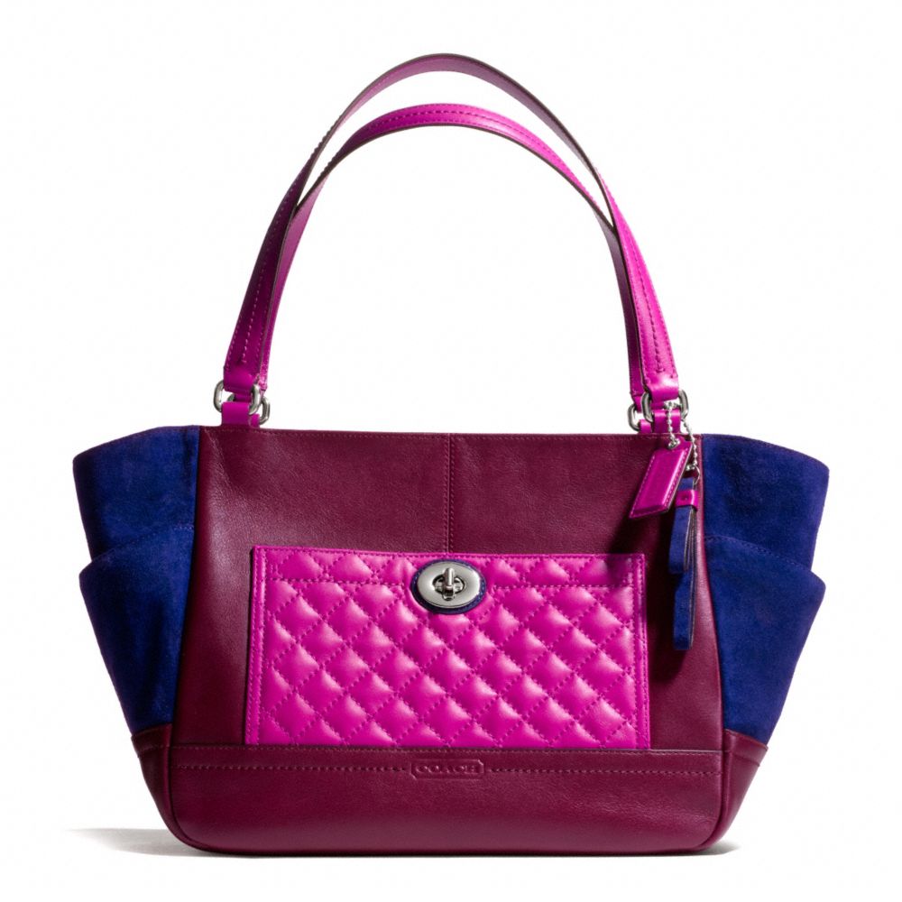 PARK QUILTED COLORBLOCK CARRIE - SILVER/BURGUNDY MULTI - COACH F24693