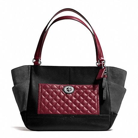 COACH F24693 PARK QUILTED COLORBLOCK CARRIE SILVER/BLACK-MULTI